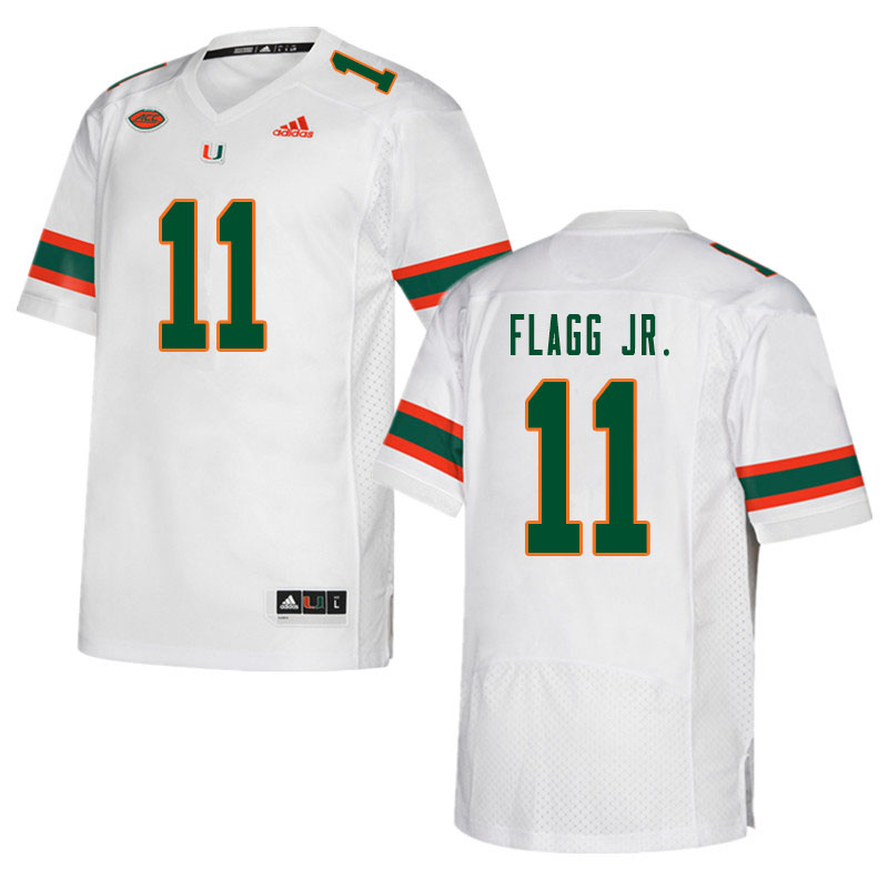 Men #11 Corey Flagg Jr. Miami Hurricanes College Football Jerseys Sale-White